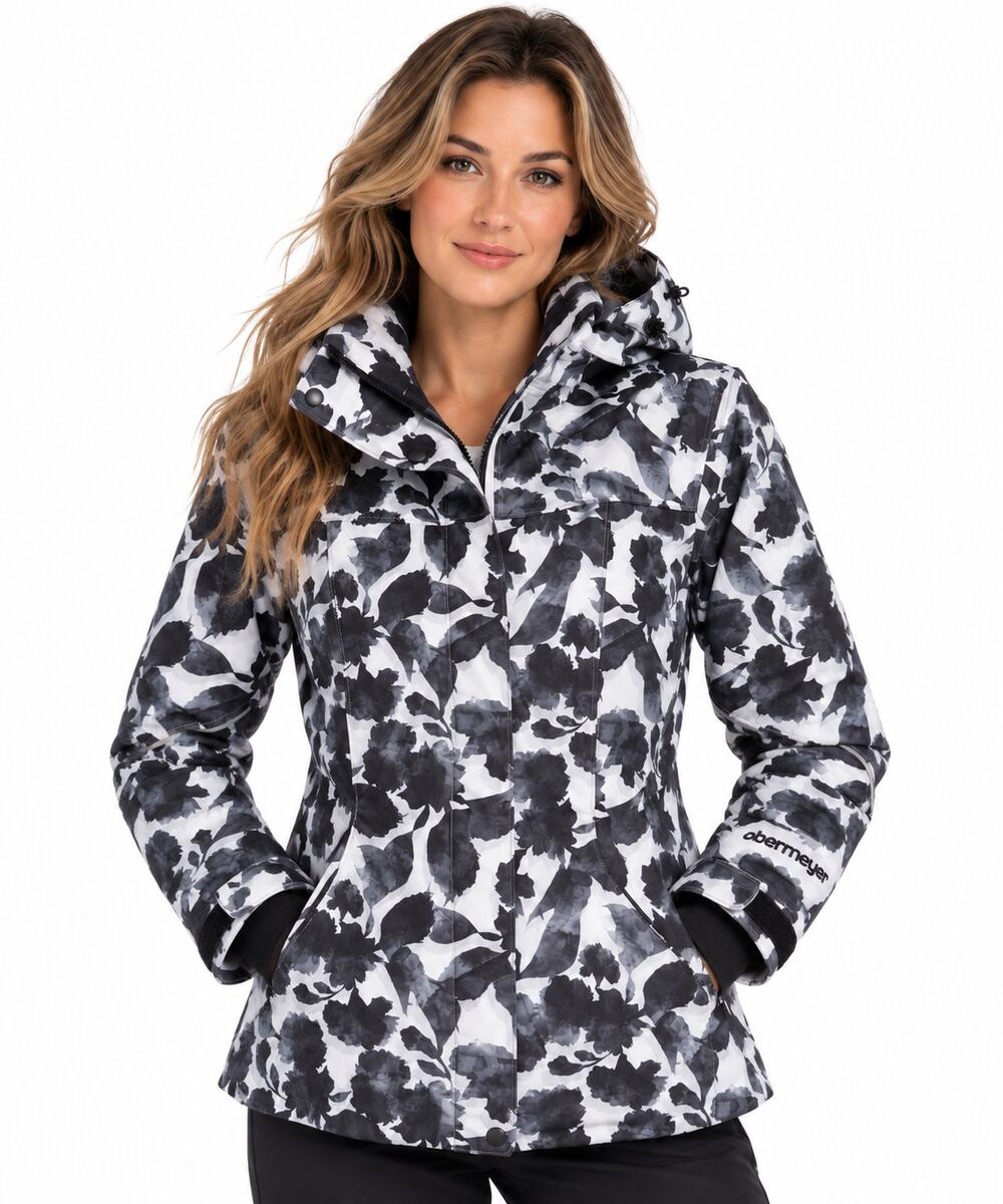 Obermeyer Women’s Size 10 Floral Ski Jacket Removable Hood Thermore Insulated